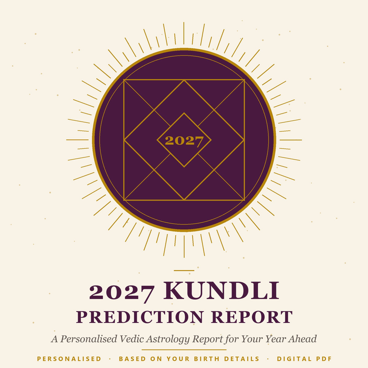2027 Kundli Prediction Report – personalised Vedic astrology yearly horoscope PDF cover
