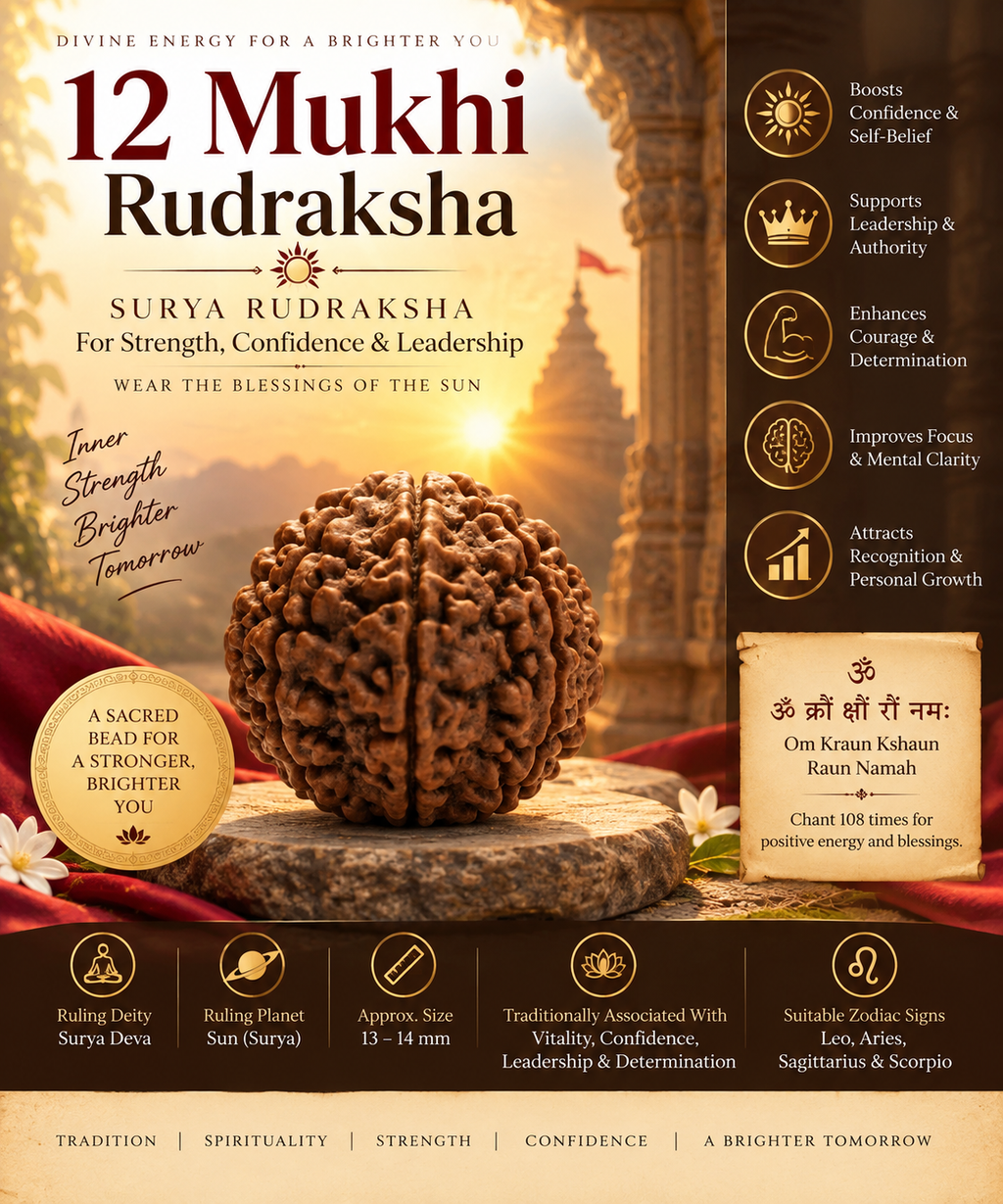 12 Mukhi Rudraksha | Surya Rudraksha for Strength, Confidence & Leadership