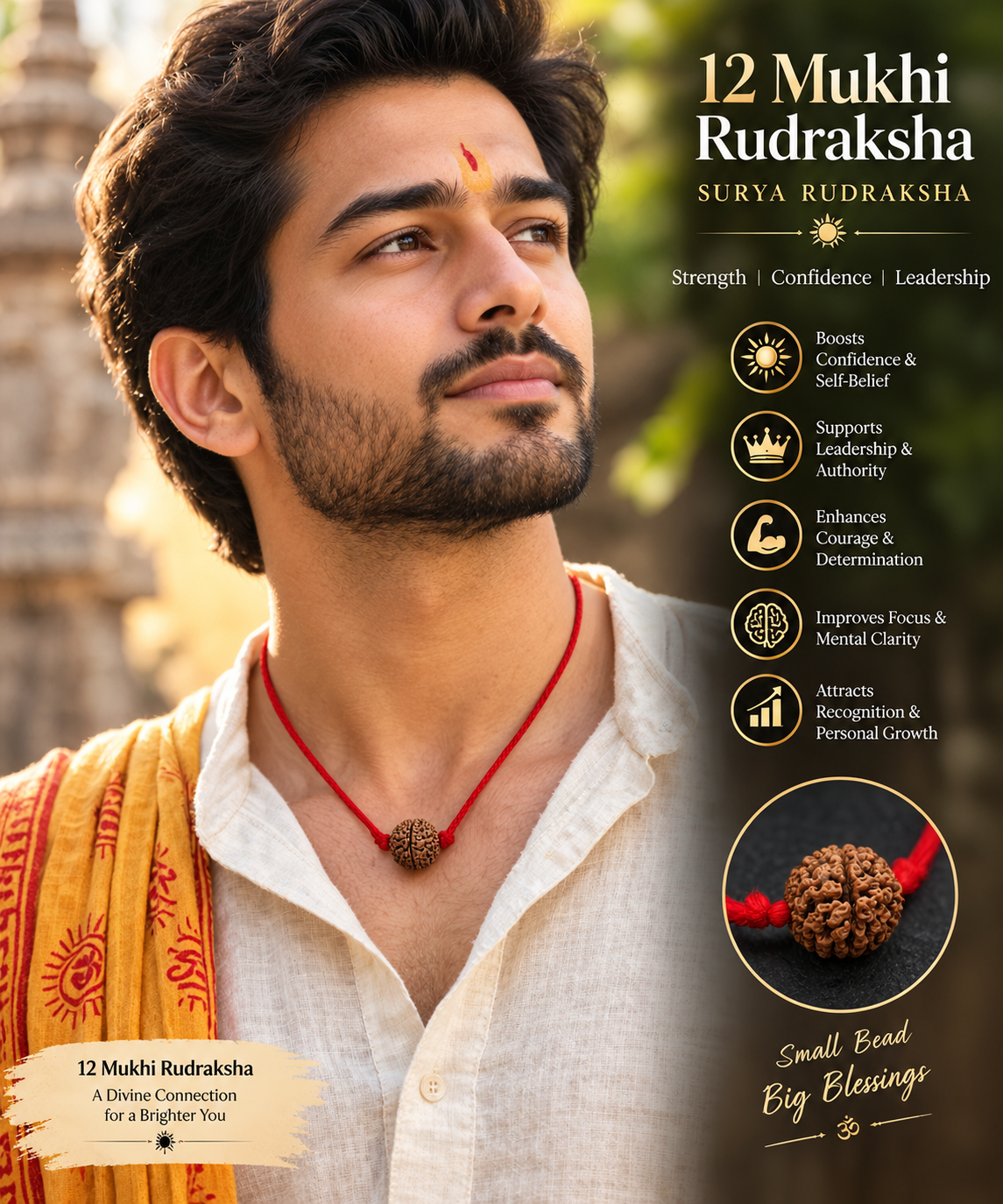12 Mukhi Rudraksha | Surya Rudraksha for Strength, Confidence & Leadership