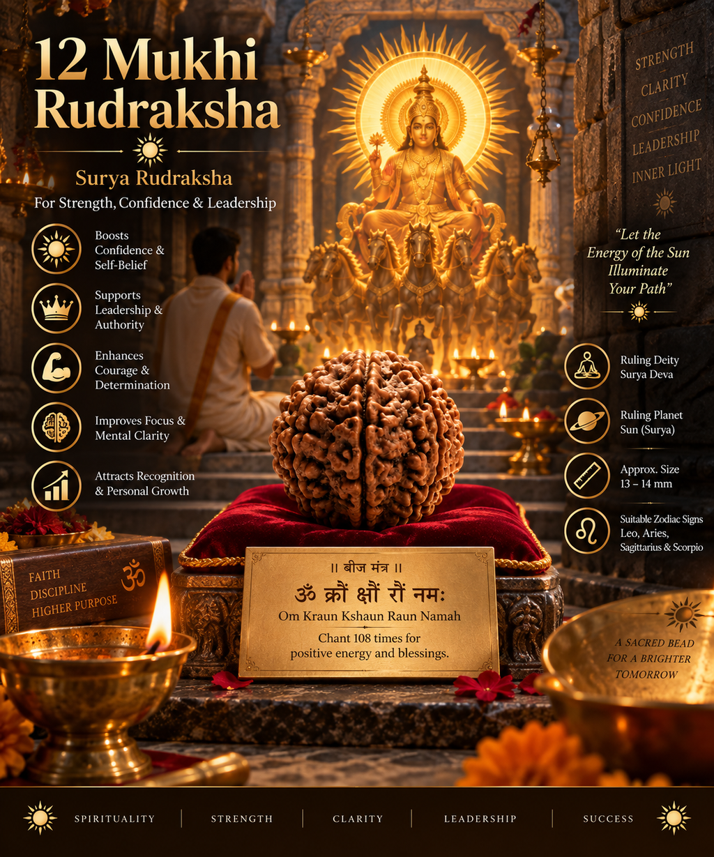 12 Mukhi Rudraksha | Surya Rudraksha for Strength, Confidence & Leadership