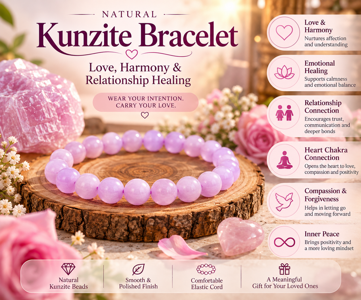 Natural Kunzite Bracelet – Love, Emotional Healing & Relationship Harmony