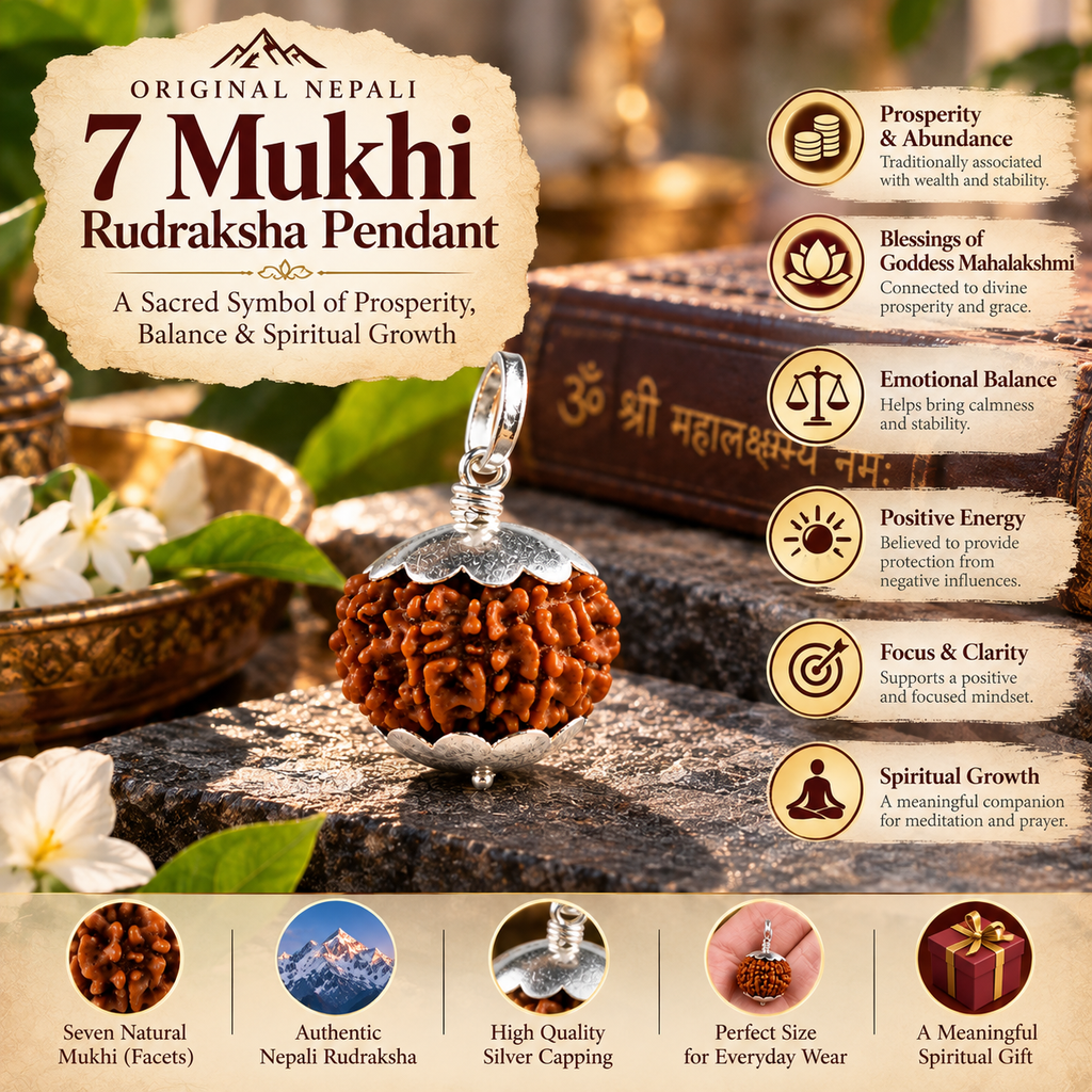 Original Nepali 7 Mukhi Rudraksha Pendant – Natural, Energized & Sacred
