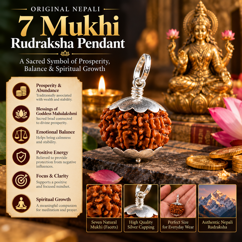 Original Nepali 7 Mukhi Rudraksha Pendant – Natural, Energized & Sacred
