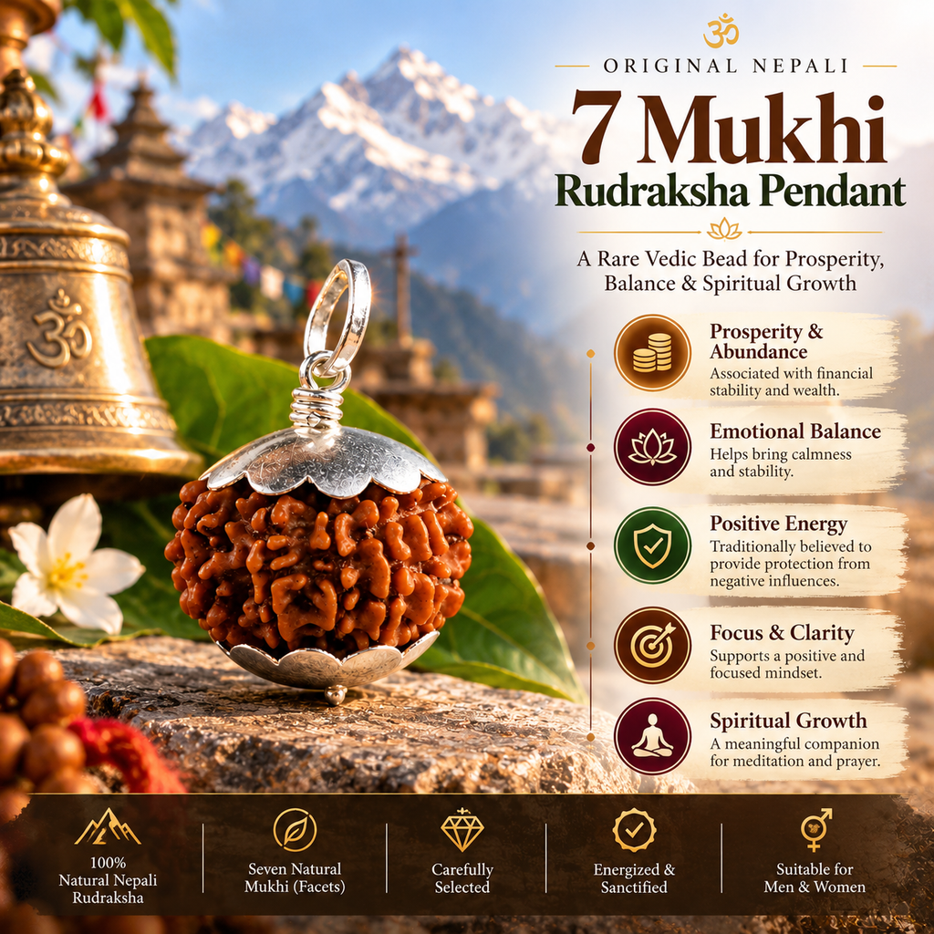 Original Nepali 7 Mukhi Rudraksha Pendant – Natural, Energized & Sacred