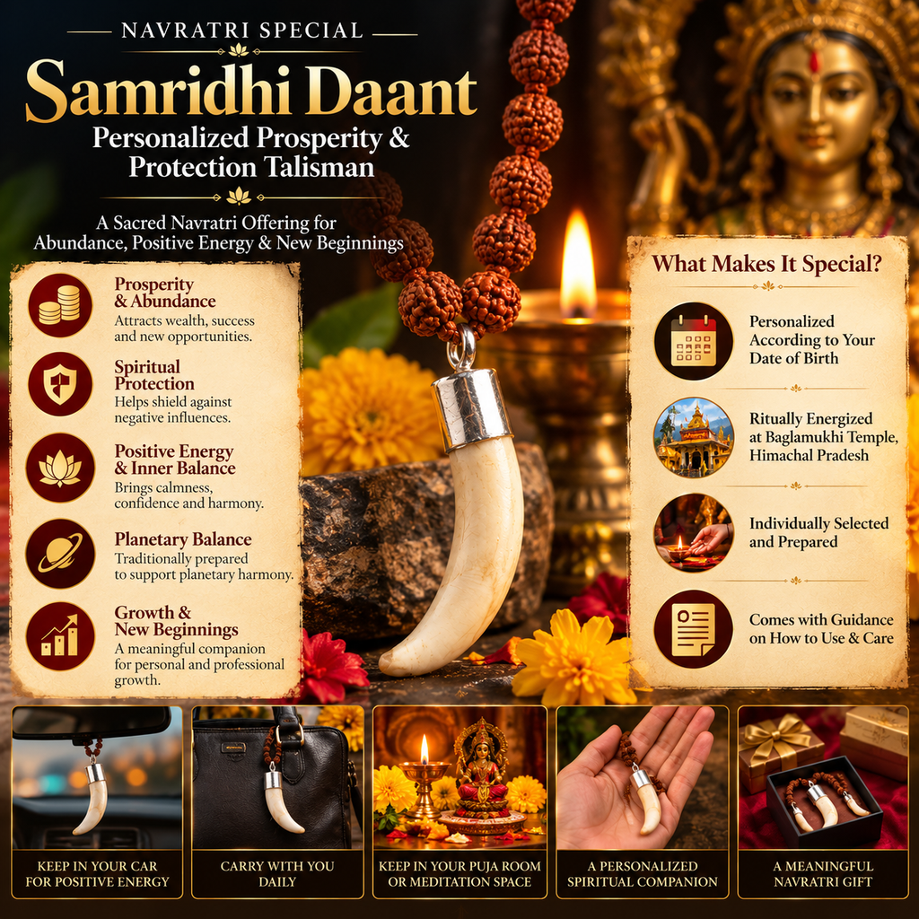 Navratri Samridhi Daant – Personalized Prosperity & Protection Talisman (Energized at Baglamukhi Temple)