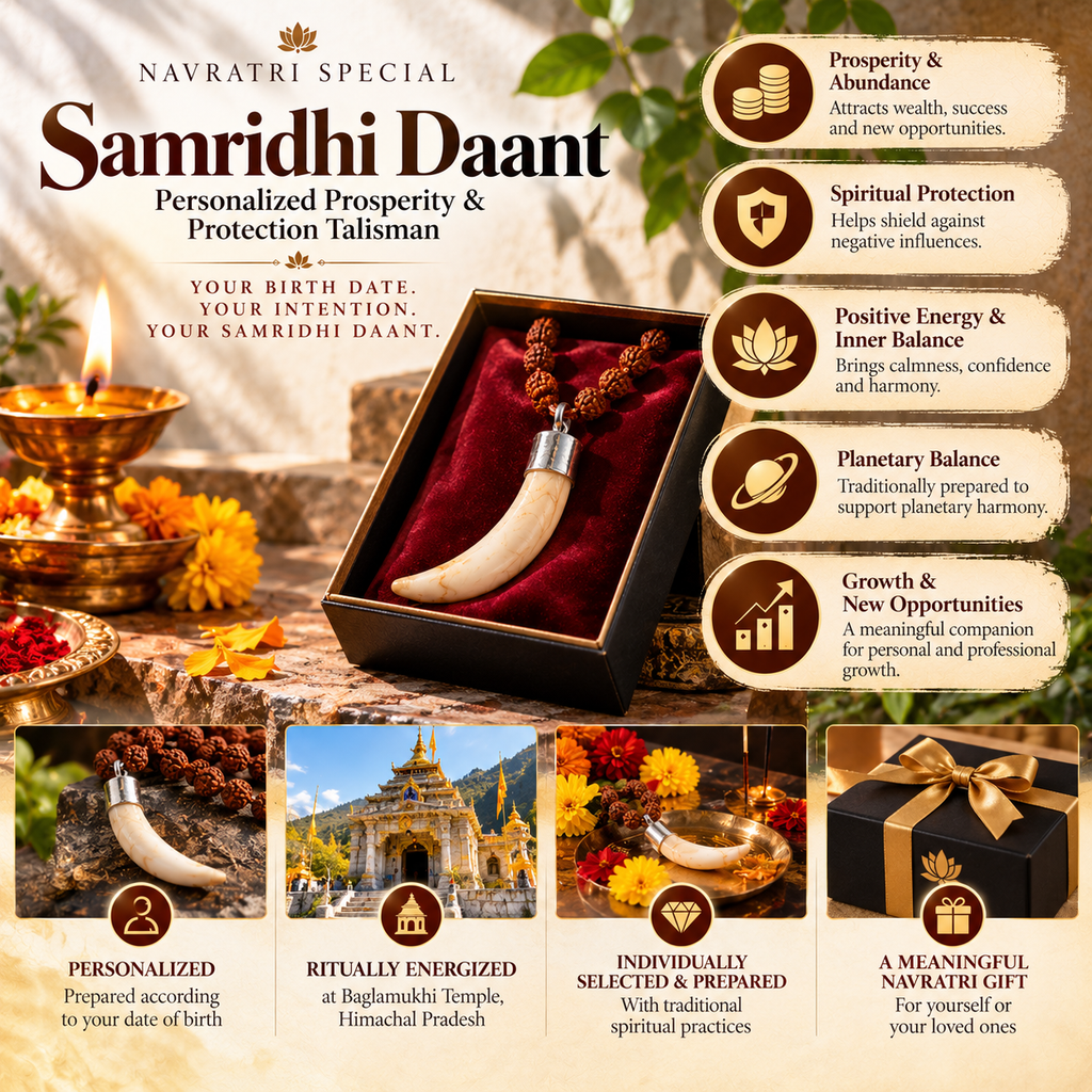 Navratri Samridhi Daant – Personalized Prosperity & Protection Talisman (Energized at Baglamukhi Temple)