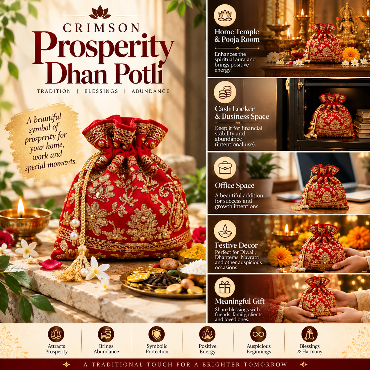 Crimson Prosperity Dhan Potli – Wealth, Abundance & Good Fortune