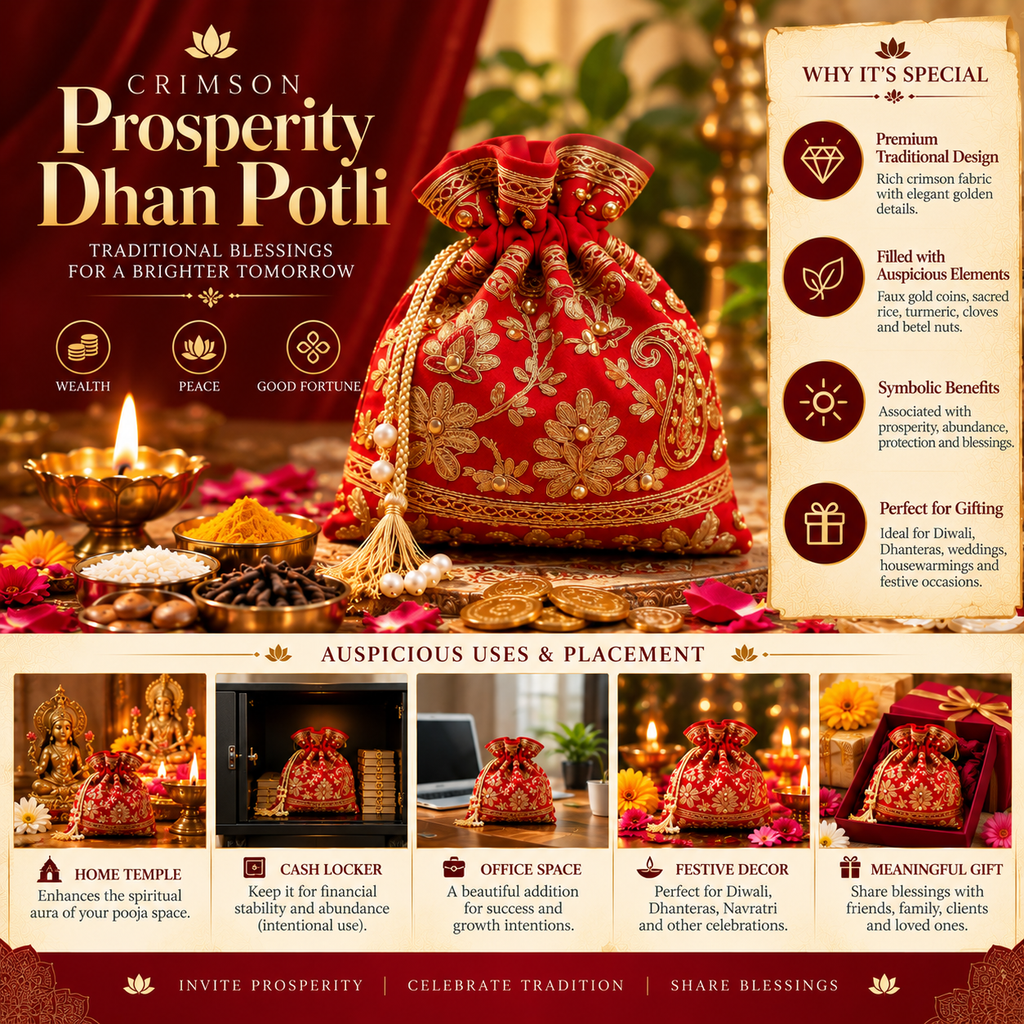 Crimson Prosperity Dhan Potli – Wealth, Abundance & Good Fortune