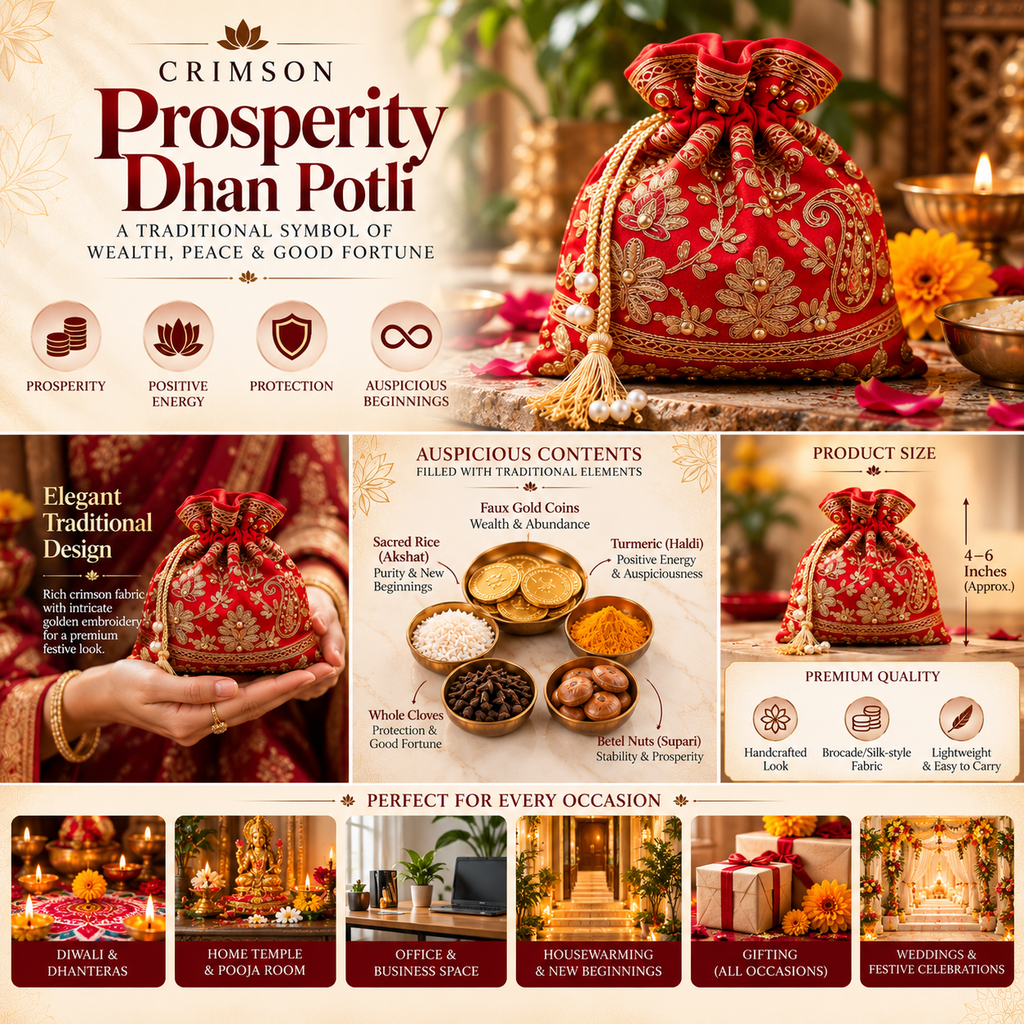 Crimson Prosperity Dhan Potli – Wealth, Abundance & Good Fortune