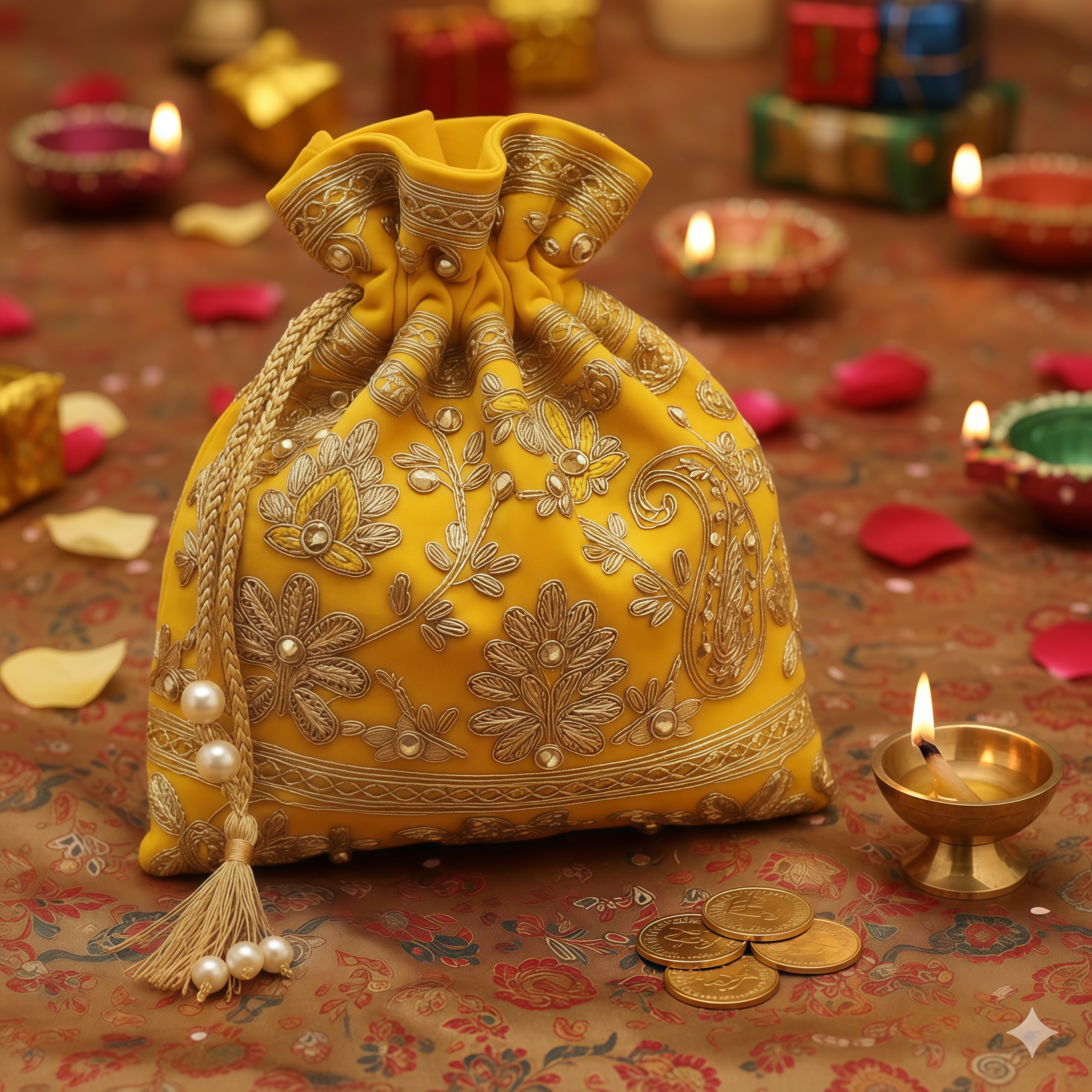Golden Glory Dhan Potli – The Royal Symbol of Wealth & Abundance