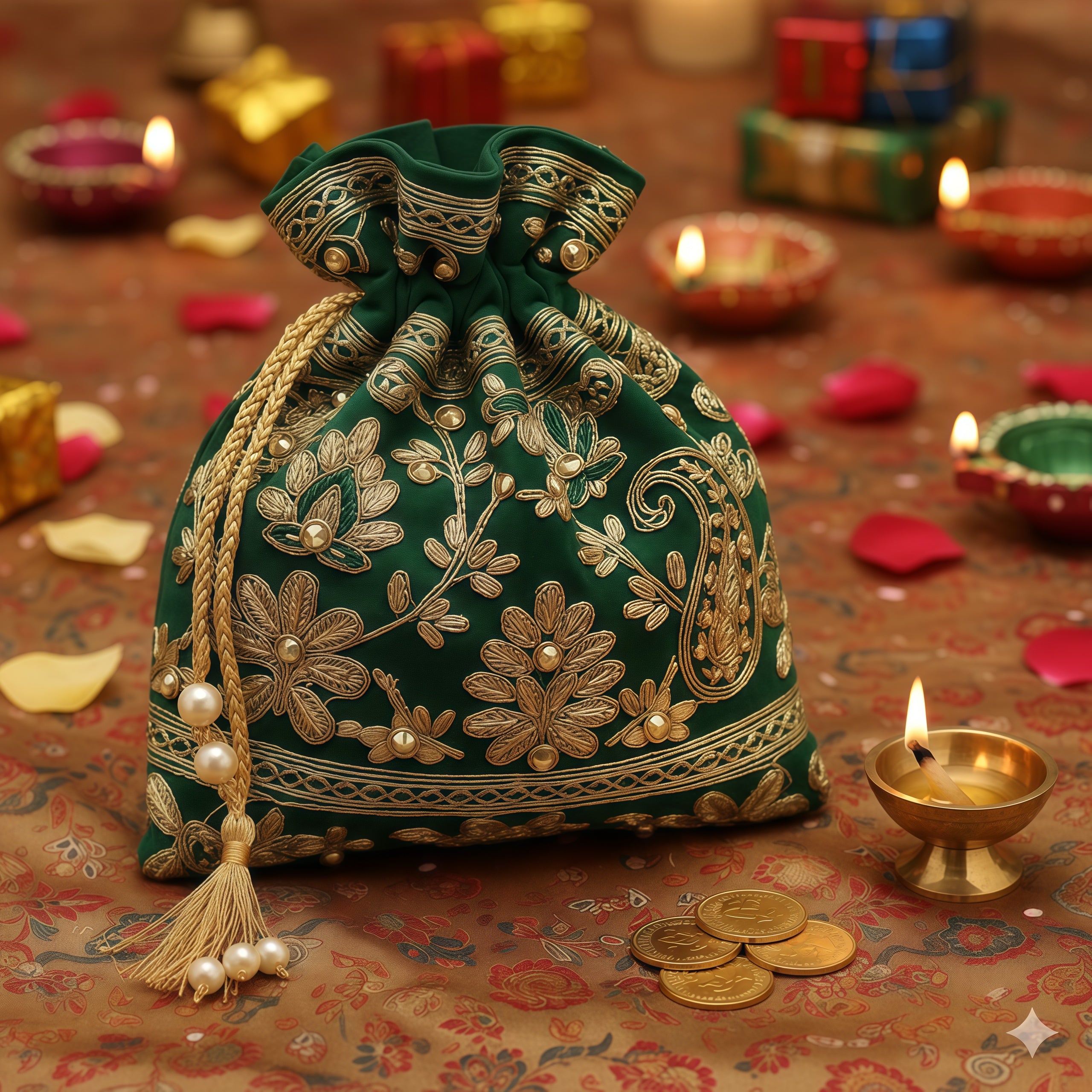 Emerald Blessings Dhan Potli – The Charm of Growth & Good Luck