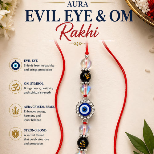 Aura Evil Eye & Om Rakhi Premium | Designer Spiritual Rakhi for Brother